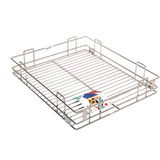 Finley Stainless Steel Plain Kitchen Basket (W21 x D20 x H6 -Inches)