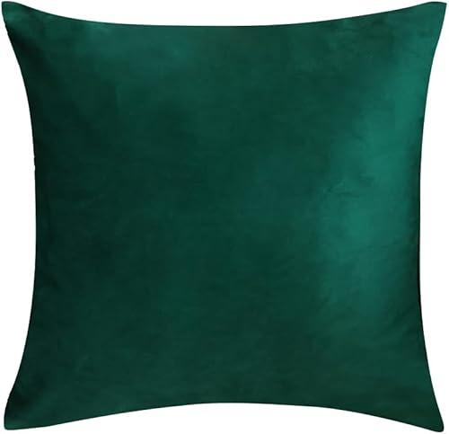 Miniatura 2 de AMZ-NATURALIFE Juego de 2 fundas de almohada de 16 x 16 pulgadas, terciopelo verde oscuro, fundas de cojín cuadradas decorativas suaves y sólidas,