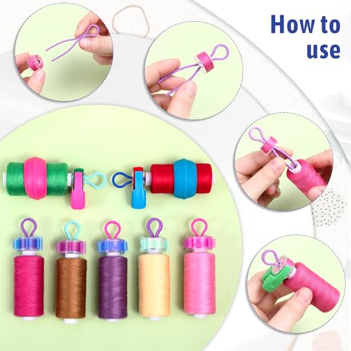 Image of 232Pcs Bobbin Clips Thread Buddies Set, 100 Long Bobbin Clamps Thread Holder, 32 Sewing Spool Huggers Clips,80 Quilting Clip, 20 Bobbins Clamps for Quilting Sewing Machine Spool Organizing