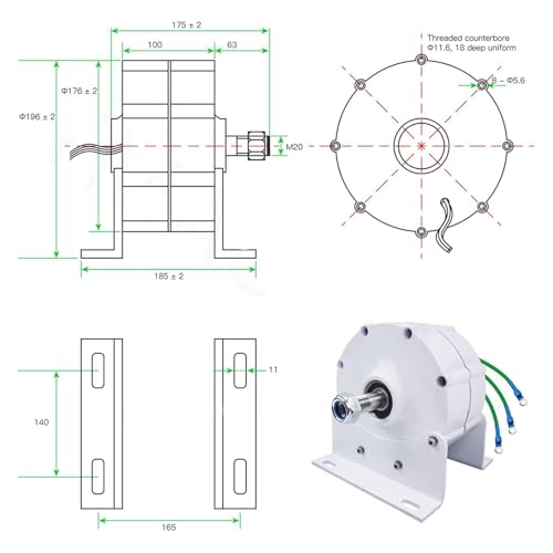 Kit generatore per turbina eolica con regolatore di Carica, apparecchiatura per la Produzione di elettricità Verticale, Motore CA brushless trifase, generatore a magneti permanenti per turbi