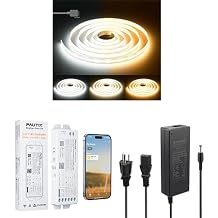 PAUTIX COB LED Strip Light White CCT Tunable 3200LEDs,CRI90+ 16.4ft/5m,WiFi LED Controller for Single Color/CCT/RGB/RGBW/RGBCCT LED Strip Lights,24V DC Power Supply Adapter 24Volt 5A 120W