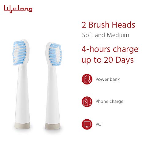 Lifelong Power Rechargeable Electric Toothbrush (White) | 6 Operational Modes and 3 hours charge lasting 30 days| Extra… - Image 3