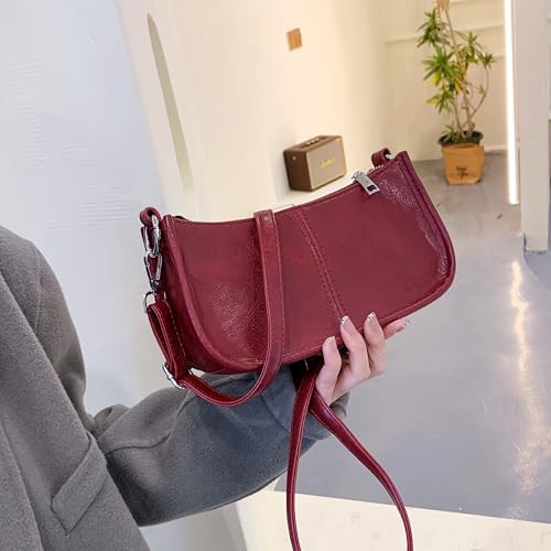 Image of Shoulder Bags Red Purse for Women Burgundy | 90s Y2k Bag, Studded, Leather Handbags, Crossbody Bag
