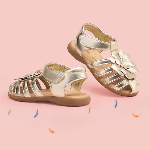 Image of DREAM PAIRS Girls Toddler /Little Kid Closed-Toe Flower Summer Dress Sandals Shoes