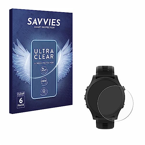 savvies Protector Pantalla para Garmin Forerunner 935 (6 Unidades) Película Ultra Transparente