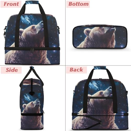 Large Weekender Overnight Bags Galaxy Animal Bear Travel Duffel Bag for Women Men Gym Bag With Shoe Compartment Foldie Travel Tote Bag Carry On Personal Item Bag for Travel Gym Sports3