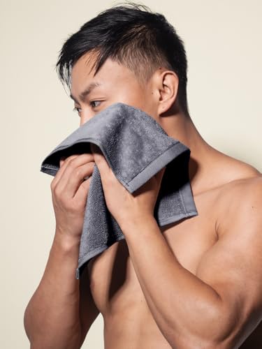 Image of DAMENSCH 100% Cotton Towels, Super Soft Towels Set, Ultra Absorbent Towel for Women, Quick Dry Face Towel for Men, Long Lasting Colours Bath, Hand and Face Towels-Twilight Grey, Nightfall Blue