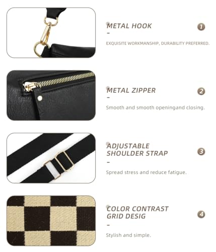 Image of 2 Pcs Checkered Crossbody Bags for Women Bum Bag Checkered Cross Body Sling Backpack Hobo Satchels Shoulder Wallet Purses