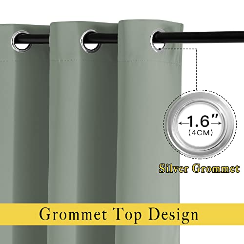 Image of NICETOWN Blackout Sage Green Curtains 84 inch Length 2 Panels Set - Chic Thermal Insulated Grommet Room Darkening Window Drapes for Bedroom /Living Room, W52 x L84