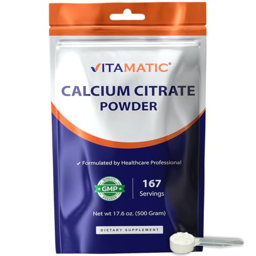Vitamatic Calcium Citrate Powder 3000 mg per Serving Provides 720 mg Elemental Calcium 500 g (17.6 oz) Unflavored Dietary Supplement