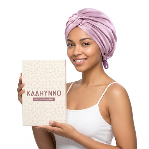 Lavender Adjustable Silk Bonnet Satin Curly Hair Wrap for Sleeping Women