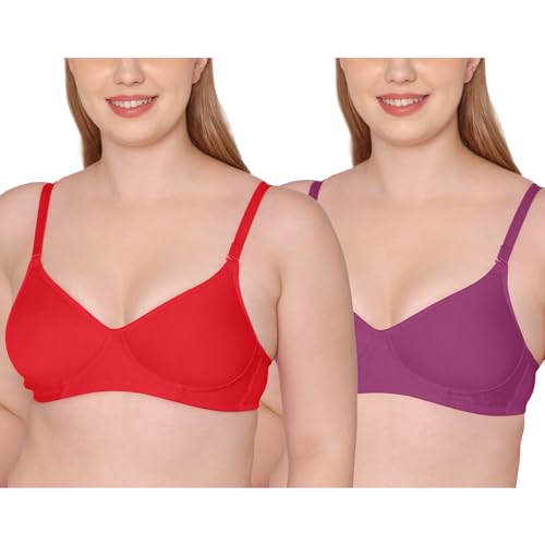 Image of Tweens - Medium Padded Cotton Rich Bra - Full Coverage, Seamless, Multiway Straps, Wirefree Everyday T-Shirt Bra (Pack of 2)