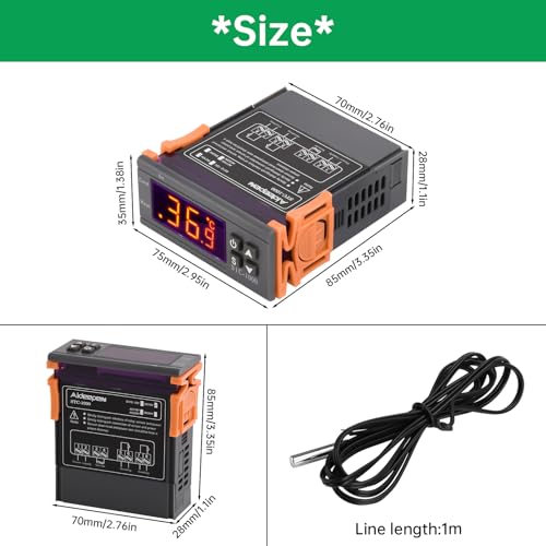 Aideepen Digital Temperaturregler, STC-1000 DC 12V 10A Thermostat Kontrollschalter 2 Relais Ausgang mit NTC 10K Sensoren fur Heizen und Kühlen
