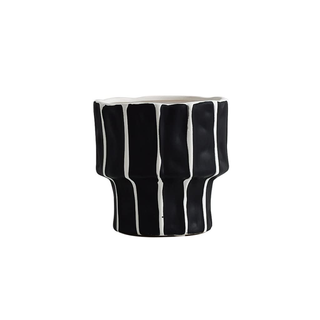 Vase en céramique à rayures noir et blanc déco maison moderne