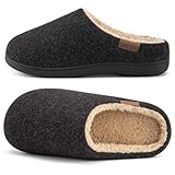 Comfortable Easy-wear: Featuring a wool-like upper and a warm fuzzy lining, these cosy men's slippers hug your feet with a soft and luxury touch. 60D memory foam is tailored to your different foot types and provides good arch support for all-day comf...