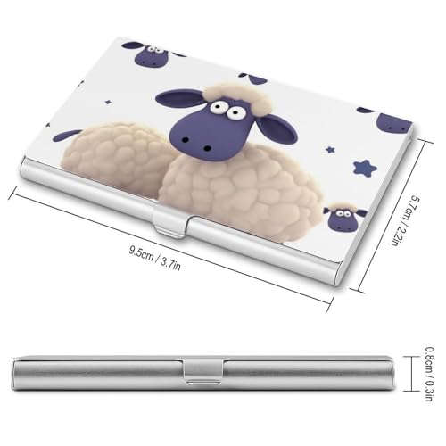 Slim Metal Business Card Holder - Sheep Aluminum Alloy Card Case with Buckle Closure, Holds 20 Cards & Cash, Professional Credit Card Size ID Holder for Men Women Gift2