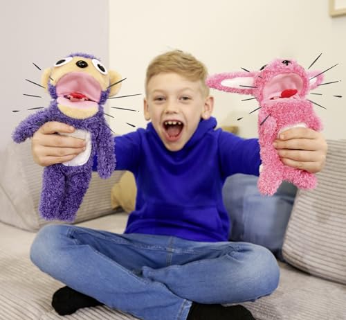 Simba 105953332 ScreamerZ Hase „Rambling Rabbit“ mit Sound - witziges Kuscheltier mit Schrei-Geräuschen - Plüschfigur für Kinder ab 5 Jahre, ca. 30 cm, rosa