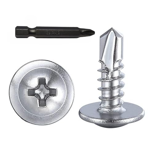 zcfochi Screws?300pcs?#8×1/2” for Sheet Metal Self-Tapping Screws 410 Stainless Steel Phillips Modified Truss Head Self-Drilling Screws High-Strength Quick Tapping Screws (#8x1/2)