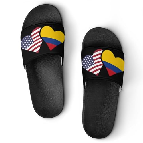 U.S. Colombia Flag Heart House Sandals Non-Slip Bathroom Slippers Beach Summer Shoes for Men Women