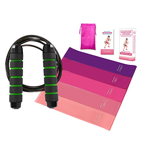 DECDEAL 5 PCS Bandas de Loop de Resistência ao Exercício com Corda de Pular Ajustável de 9,8 pés par
