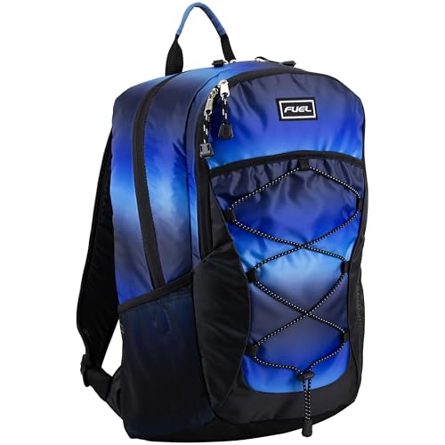 FUEL Rider Sport Hiking Backpack Laptop Travel Carry On Luggage Daypack Bag, Bungee for Travel, Leisure, Outdoors, Blue Ombre