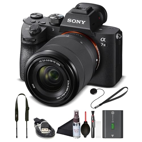 Sony Alpha 7 III Full Frame Mirrorless Camera Kit with 28-70mm Lens | 24.2MP Digital Camera for Professional Photography and 4K Video (ILCE7M3K/B) Bundle