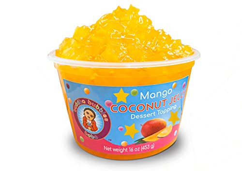 Premium Coconut Jelly Dessert Topping by Buddha Bubbles Boba (Mango