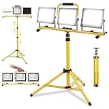 Viugreum Faretto da Cantiere Portatile con Treppiede Telescopico 300W, 24000LM Faro LED, Luce Bianca 6500K, Rotazione 360°, IP66 Impermeabile