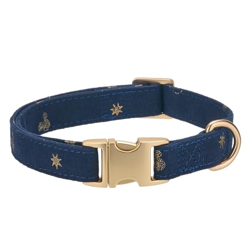 Collar de algodón para perros pequeños azul oscuro talla S