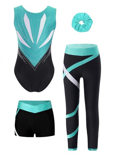 Justaucorps de gymnastique filles sans manches orné de strass brillants