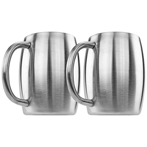 Southern Homewares Stainless Double Wall Steel Beer Coffee Desk Mug Smooth 14-Ounce Set Of 2, Sh-10156-S2 #TOP6