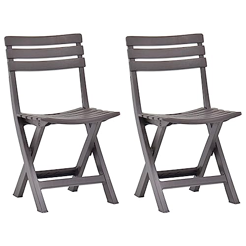 Paquete de 2 sillas plegables de jardín, sillas de plástico moca para exteriores, patio, terraza y jardín, asientos cómodos para el hogar, comedor y relajación