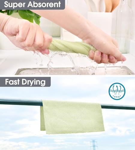 Image of SAMEZONE Reusable Kitchen Towel Roll - 2000 Times Washable 25x25 cm - Tear-Away Cleaning Rags for Home, Kitchen Surfaces, Garage & Auto Detailing Car, Dishes Cleaning Towels 20 Pack (1, Light Green)