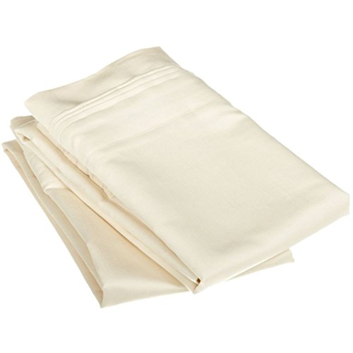 SUPERIOR 100% Egyptian Cotton 1500 Thread Count Oversized King Pillowcase Set Solid, Ivory