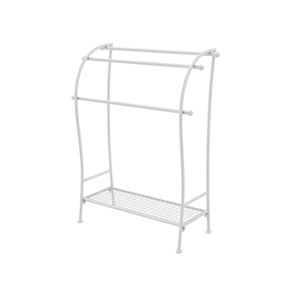 towel rail Bathroom Towel Rack Floor-standing Clothes Hanger Punch-free Household Storage(White)