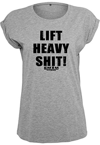 T-shirt pour femme coupe ample Lift Heavy Shit emom Fitness gris en taille L