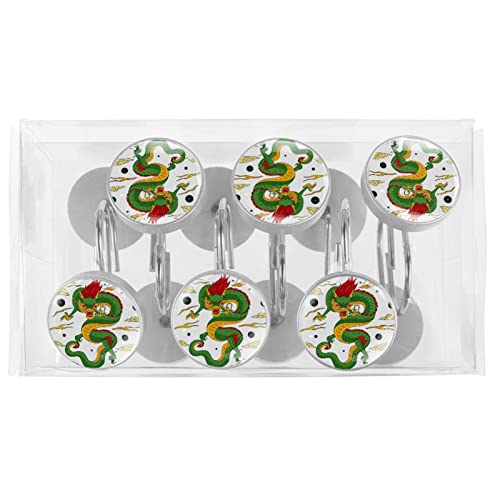 Attaches rideau de douche acier inoxydable antirouille dragon vert - 6