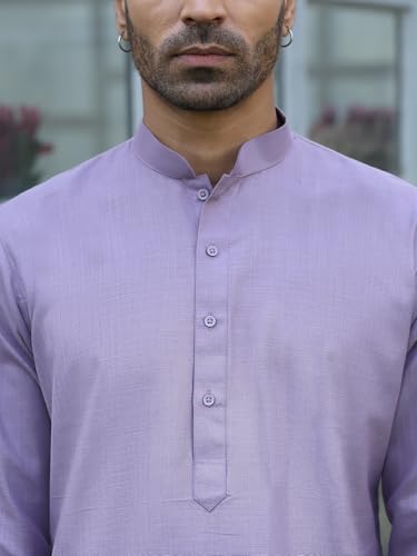 Image of KRAFT INDIA Men's Cotton Solid Kurta With Drawstring Pyjama Set
