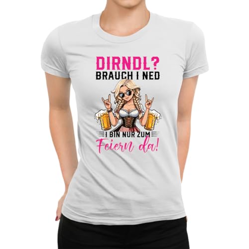 Dirndl Brauch I Ned Feiern Trachtenshirt - Maglietta da donna, bianco, L