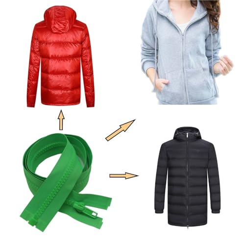 Image of YaHoGa 2PCS #5 29 inch Separating Jacket Zippers for Sewing Coats Jacket Zipper Replacement Green Plastic Zippers Bulk (29 inch Green)