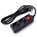 Regleta de 2 vías con Interruptor, 1,5 m, 3G, 1,5 mm², Color Negro -...