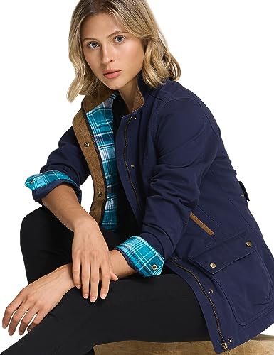CQR Women's Twill All Cotton Flannel Shirt Jacket, Soft Long Sleeve Shirts, Corduroy Lined Outdoor Shirt Jackets4