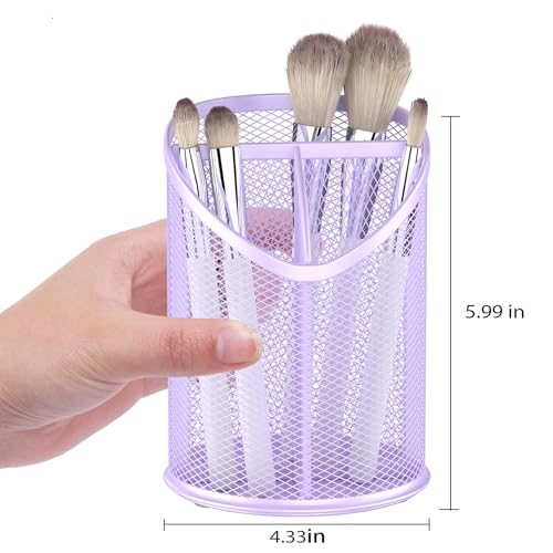 Image of Delifox 2 Pack Pen Holder Mesh Round Pencil (Purple)
