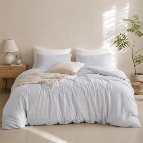 SLEEP ZONE Boho Duvet Cover Set Twin Size, Jacquard Leaf 2 Pieces Luxury Soft Breathable Duvet Cover with 1 Pillow Shams, Bedding Set for All Season, 68" × 90", Blue - image 2