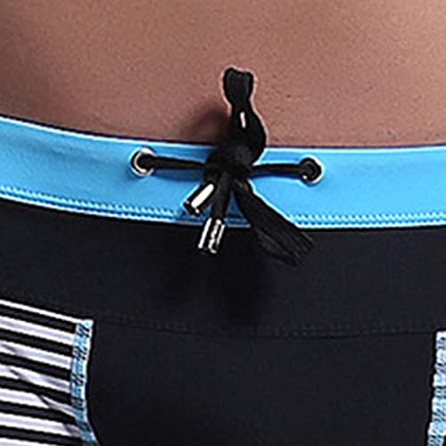 Hot Springs Beach Square Shorts for Men Striped Patchwork Design Swim Trunks Breathable Fabric Shorts Swimwear2