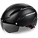 Kinglead Casque de vélo Unisexe avec visière Casque ultraléger, réglable et certifié CE Casque de vélo de Ville et de Course Convient Aussi pour Le Skateboard Femme Homme, Noir