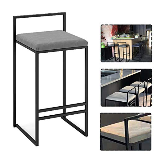 LHNLY-Esszimmerstühle Küchenhocker Barhocker Bistrohocker Tresenhocker SamtSitz und Metall Schwarze Beine Hocker für Home Küche, Grau