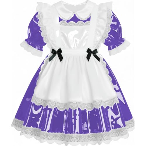 Vestido de sirvienta de PVC con encaje ideal para fiestas de Halloween