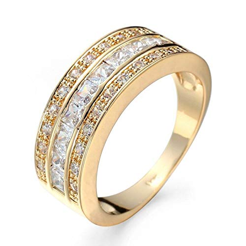 Patcharapa Jewelry Princess Cut White CZ Band Womens 14kt Yellow Gold Filled Wedding Ring Size 6-10 (7)