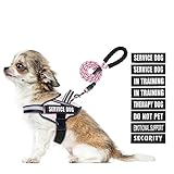 Service Dog Vest Harness and Leash Set, Animire in Training Dog Harness with 10 Dog Patches, Reflective Dog Leash with Soft Padded Handle for Small, Medium, Large, and Extra-Large Dogs (Pink,XS)